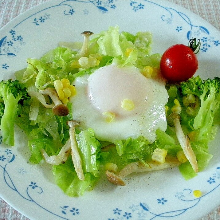 【お手伝いレシピ】☆野菜たっぷり！巣ごもり卵☆